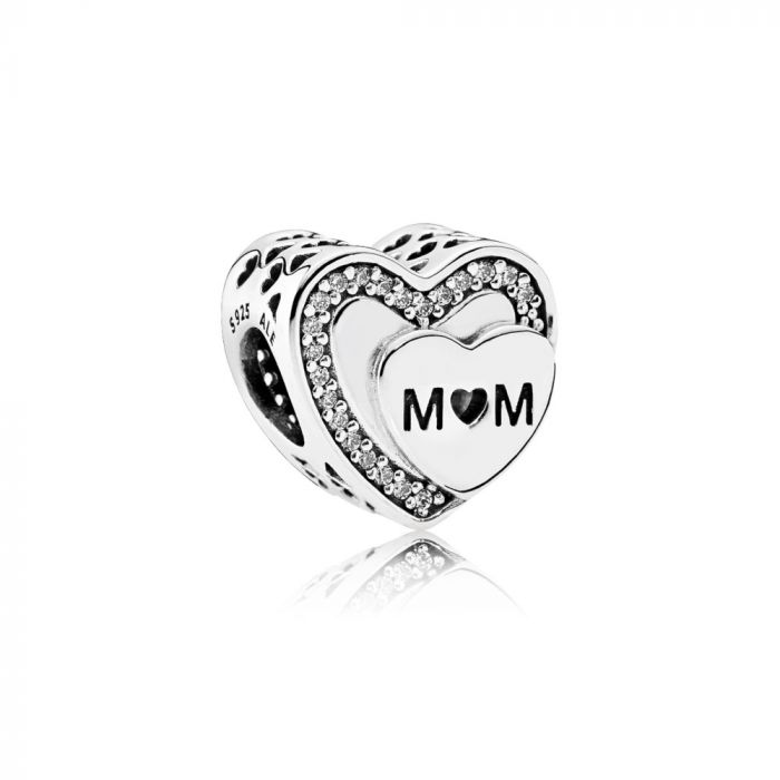 Mum heart silver charm with clear cubic - Suninen verkkokauppa arvokellojen  asiantuntija