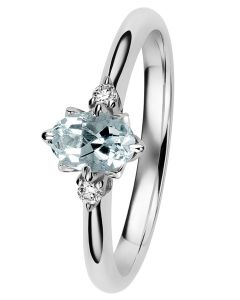 Kohinoor Rosa timanttisormus valkokulta akvamariini 033-260V-04A