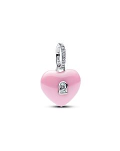 Pandora Pink Ceramic Heart Padlock Dangle hela 794424C01