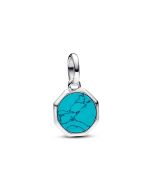 Pandora Turquoise Blue Engravable Mini Medallion hela 793388C01