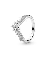 Pandora Tiara Wishbone hopeinen sormus zirkoneilla 197736CZ-52