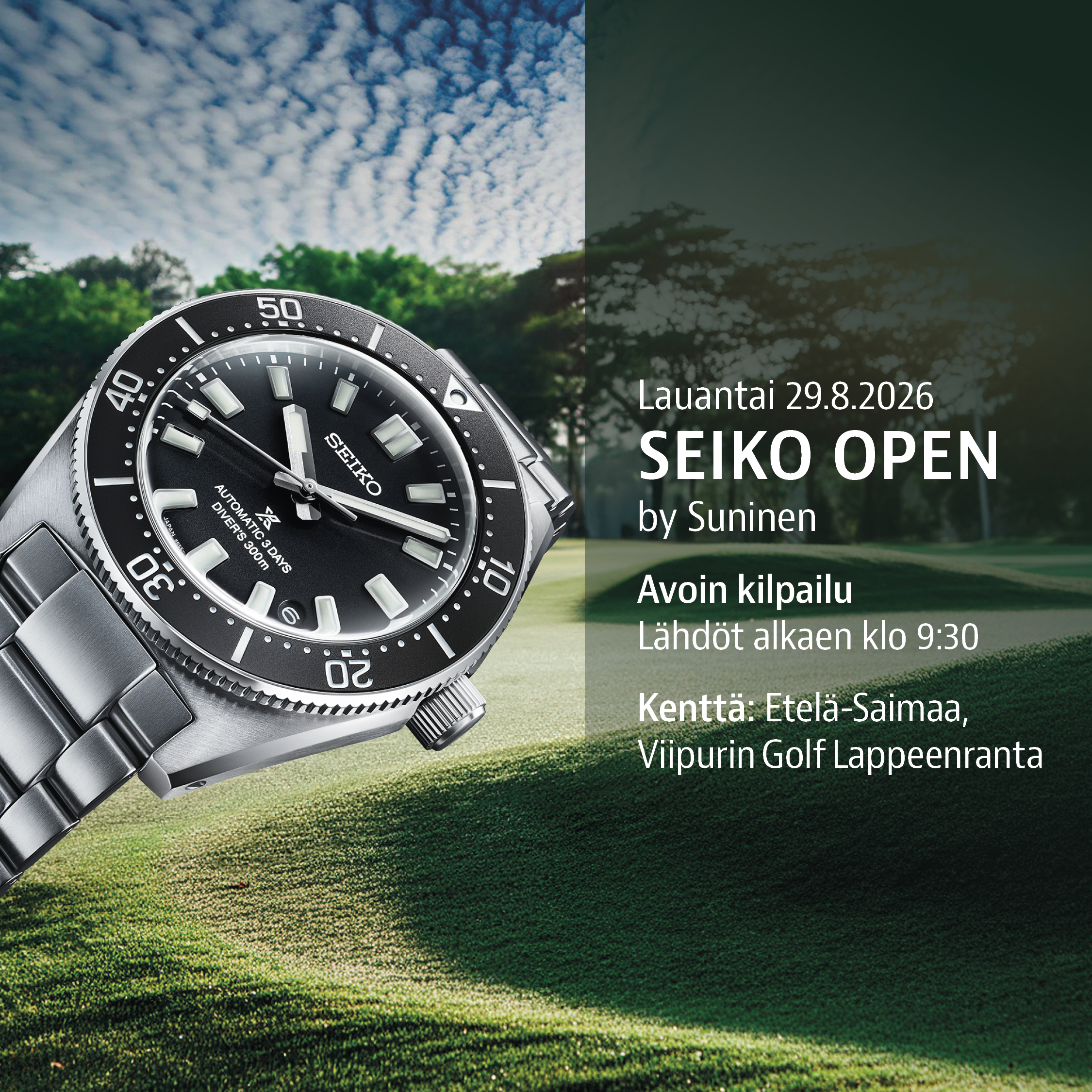 Seiko Open by Suninen pelataan taas Lappeenrannassa 29.8.2026